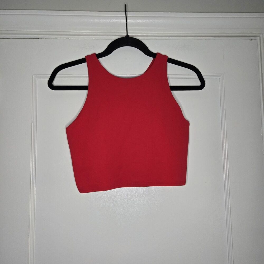 Athleta Red Racerback Sports Bra Womens Medium Wireless Pullover